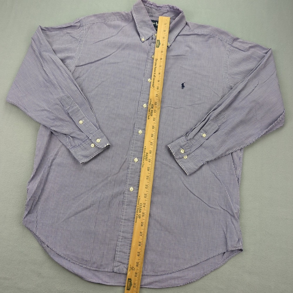 Vtg Ralph Lauren Shirt Mens 16.5‎ 34/35 Yarmouth Purple Gingham Button Down Pony - Picture 4 of 10